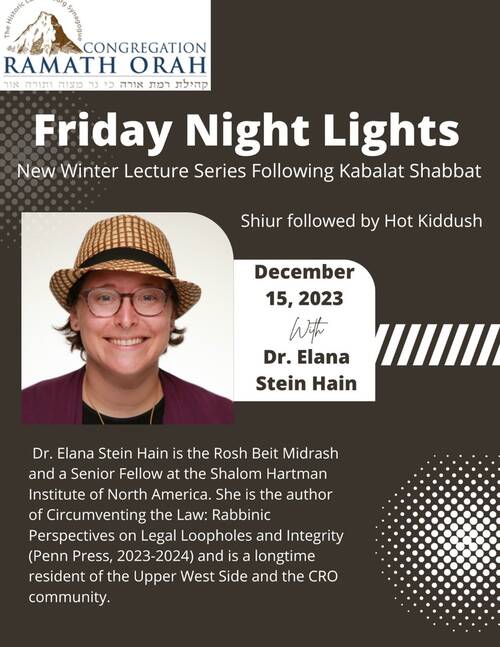 Banner Image for Friday Night Lights: Dr. Elana Stein Hain Dec. 15.